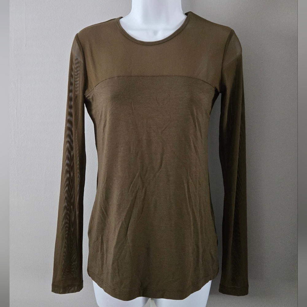 Anatomie Olive Mesh Long Sleeve Top